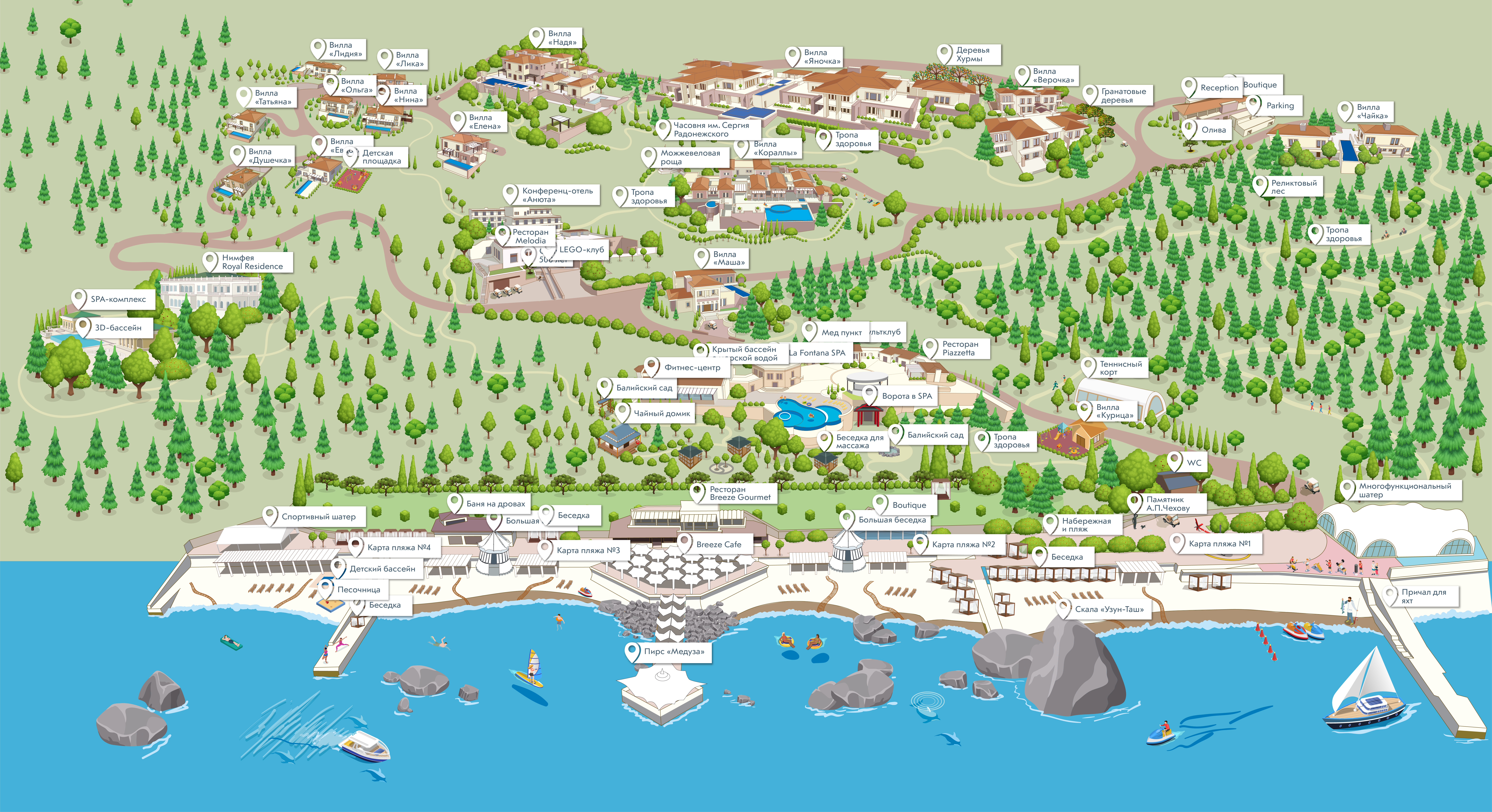 Карта-схема территории отеля Крымский Бриз Hotel&Villas